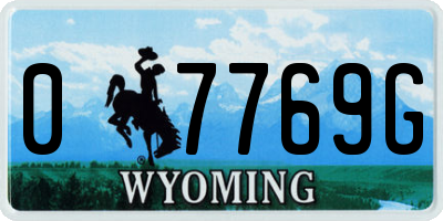 WY license plate 07769G
