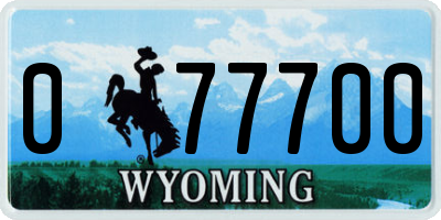 WY license plate 077700