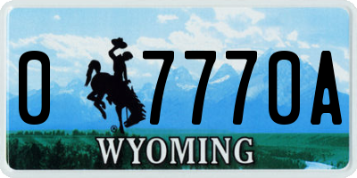 WY license plate 07770A