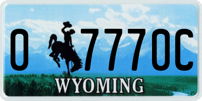 WY license plate 07770C
