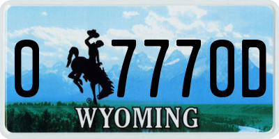 WY license plate 07770D