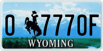 WY license plate 07770F