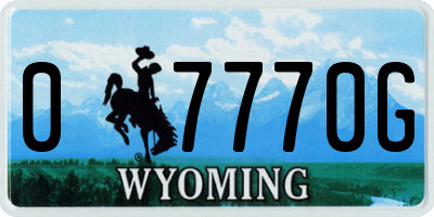 WY license plate 07770G