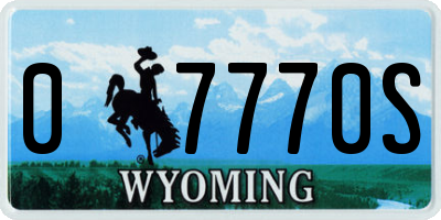 WY license plate 07770S