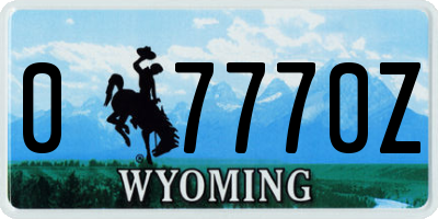 WY license plate 07770Z
