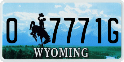 WY license plate 07771G