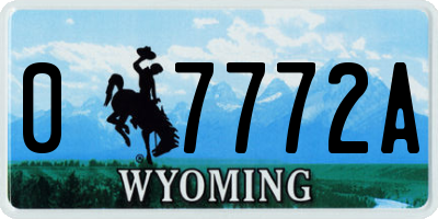 WY license plate 07772A