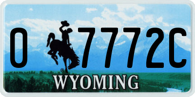 WY license plate 07772C