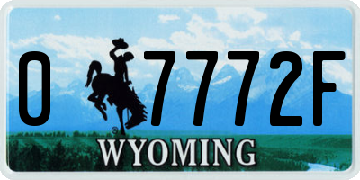 WY license plate 07772F