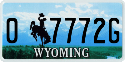 WY license plate 07772G