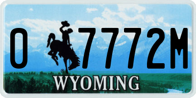 WY license plate 07772M