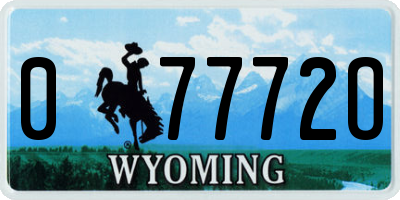 WY license plate 07772O