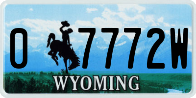 WY license plate 07772W