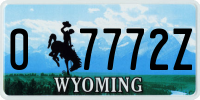 WY license plate 07772Z