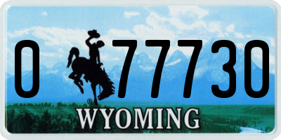 WY license plate 077730