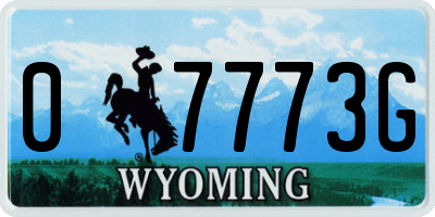 WY license plate 07773G