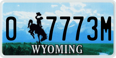WY license plate 07773M