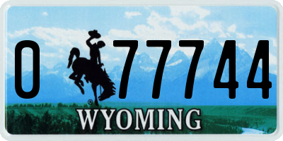 WY license plate 077744