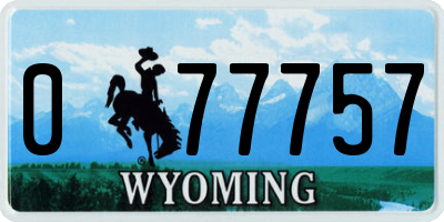 WY license plate 077757