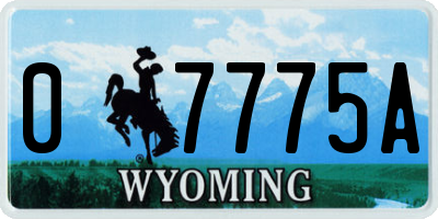WY license plate 07775A
