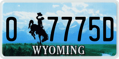 WY license plate 07775D