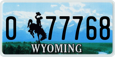 WY license plate 077768