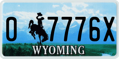 WY license plate 07776X