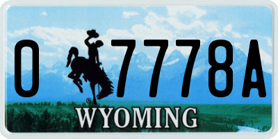 WY license plate 07778A