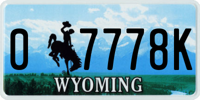 WY license plate 07778K