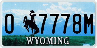 WY license plate 07778M
