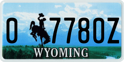 WY license plate 07780Z