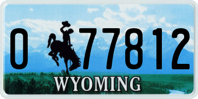WY license plate 077812