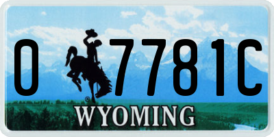 WY license plate 07781C