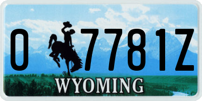 WY license plate 07781Z