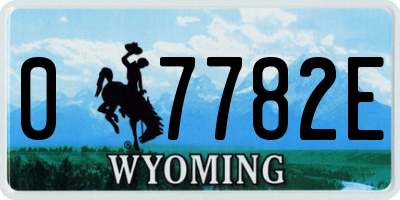 WY license plate 07782E