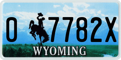WY license plate 07782X