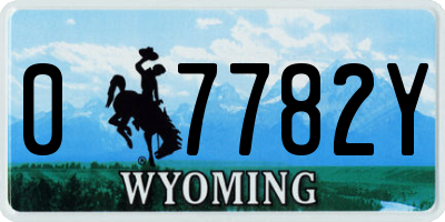 WY license plate 07782Y
