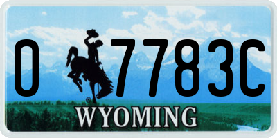 WY license plate 07783C