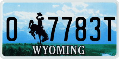 WY license plate 07783T