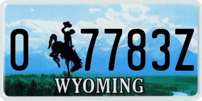 WY license plate 07783Z