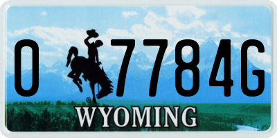 WY license plate 07784G