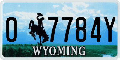 WY license plate 07784Y