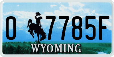 WY license plate 07785F