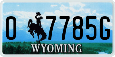 WY license plate 07785G