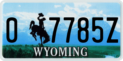 WY license plate 07785Z
