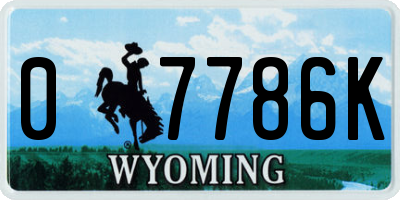 WY license plate 07786K