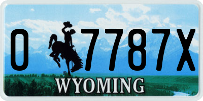 WY license plate 07787X