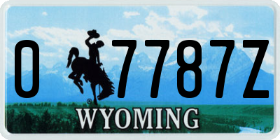 WY license plate 07787Z