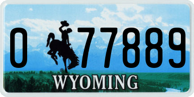 WY license plate 077889