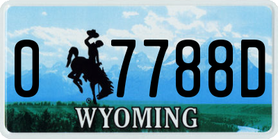 WY license plate 07788D